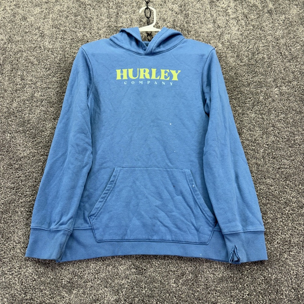 Hurley Hoodie Boys Extra Large XL 18/20 Blue Fleece Pullover Sweatshirt Logo